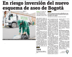 En riesgo inversión multimillonaria del servicio de aseo en Bogotá