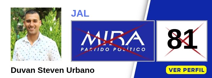 Duvan Steven Urbano - Candidato a la JAL Comuna 1 Palmira Valle - Partido Político MIRA - Elecciones 201