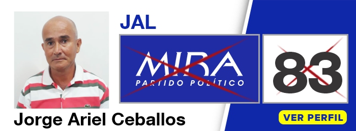 Jorge Ariel Ceballos candidatos a la JAL de la Comuna 5 Florida Valle - Partido Político MIRA - Elecciones 2019