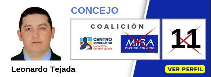 Leonardo Tejada Candidato al Concejo en Pradera Valle - Partido Político MIRA - Elecciones 2019