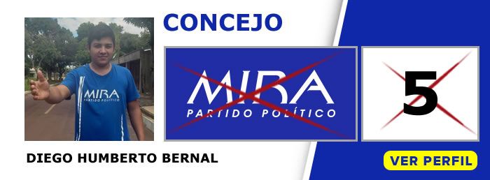 Diego Humberto Bernal candidato al Concejo de Puerto Carreño Vichada - Partido Político MIRA - Elecciones regionales 2019