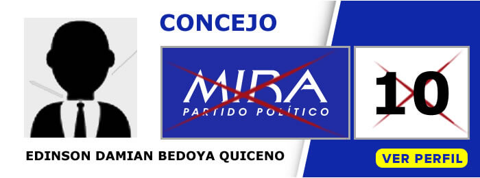 Edinson Damian Bedoya Quiceno candidato al concejo de La Virginia Risaralda - Partido Político MIRA - Elecciones 2019