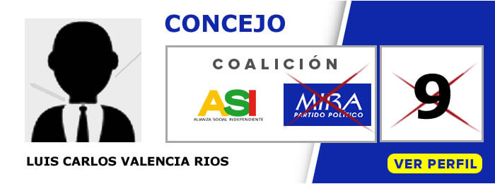 Luis Carlos Valencia Ríos candidato al Concejo de Quinchia Risaralda - Partido Político MIRA - Elecciones 2019