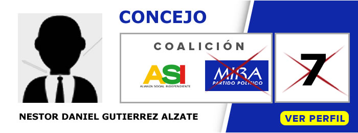 Nestor Daniel Gutierrez Alzate candidato al Concejo de Quinchía Risaralda - Partido Político MIRA - Elecciones 2019