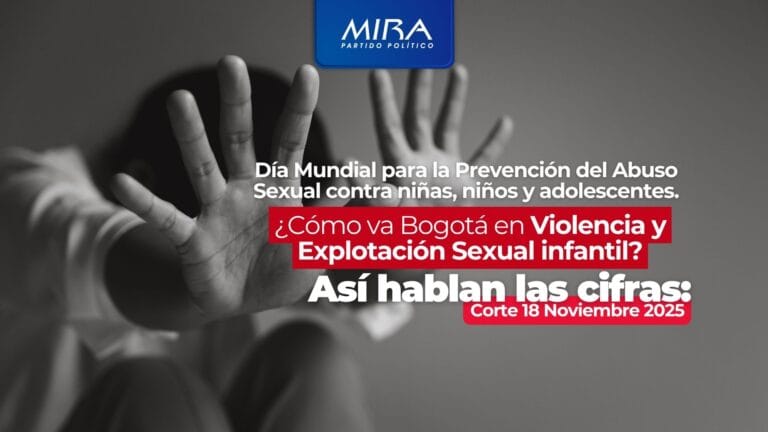 Día Mundial para la Prevención del Abuso Sexual contra la niñez con texto sobre cifras de violencia en Bogotá.